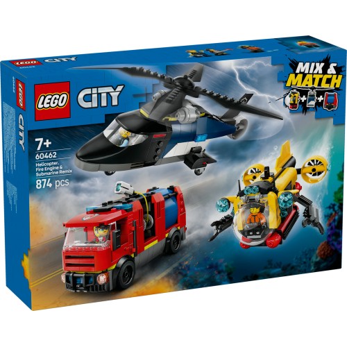LEGO® | City Sraigtasparnio, ugniagesių automobilio ir povandeninio laivo rinkinys 60462