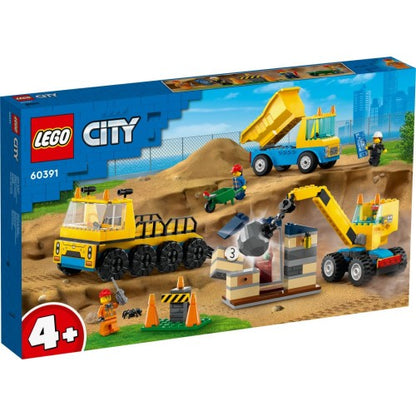 LEGO® | City Statybiniai sunkvežimiai ir kranas su griaunamuoju rutuliu 60391
