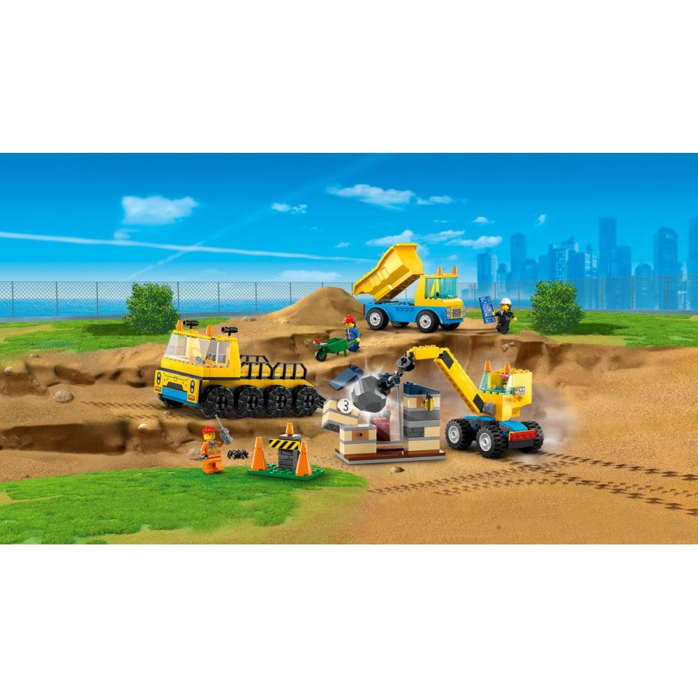 LEGO® | City Statybiniai sunkvežimiai ir kranas su griaunamuoju rutuliu 60391